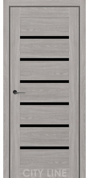 Межкомнатные двери CityLine Express LIVARA korfad-express-livara-dub-gladstoun-grei-oscar-collection-s-cernym-steklom